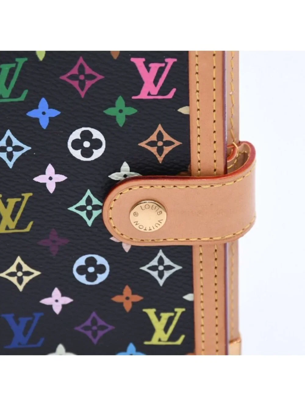 Louis Vuitton Black Multicolor Agenda Cover PM Gold